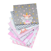 CraftsFabrics 8pcs 40cmx 50cm Pink Fairy Cartoon Children's Fat Quarters Bundle 100% Cotton Fabric for Quilting, Scrapbooking, Patchwork, Arts & Crafts, Sewing Baby Girls Clothes, DIY Projects